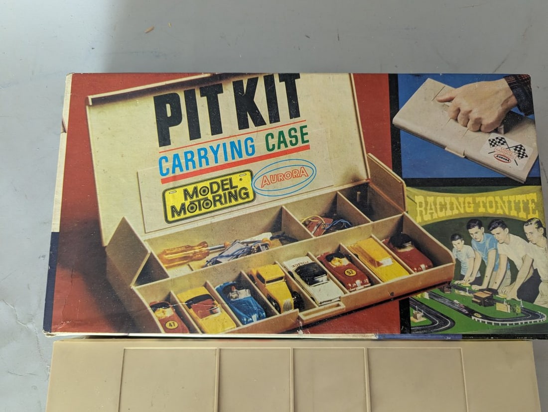 Aurora Model Motoring Pit Kit HO Scale Carrying Case with Assorted Slot Car Parts - 2