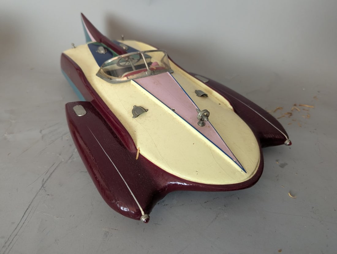 Kokusai-Mokei K.M.K. Sea Arrow Wooden Model Boat Vintage Collectible - 3