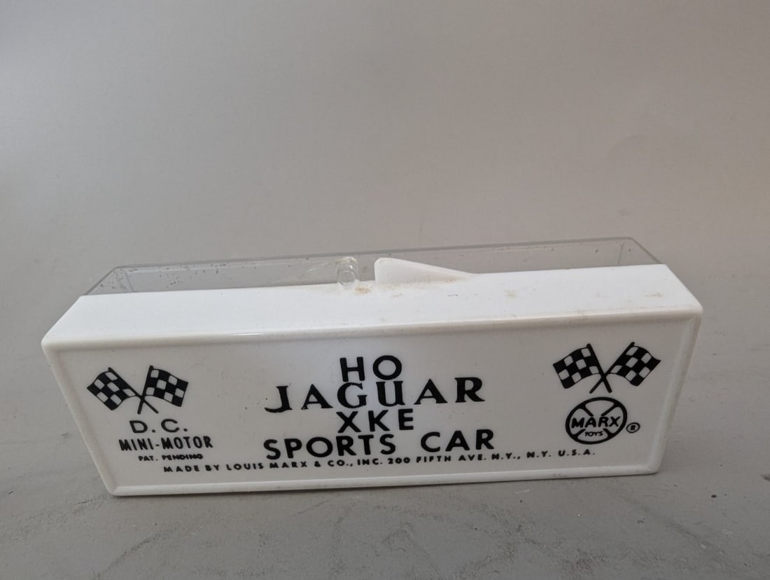 Vintage Marx HO Scale Jaguar XKE Slot Car with Original Plastic Case Collectible Toy - 6