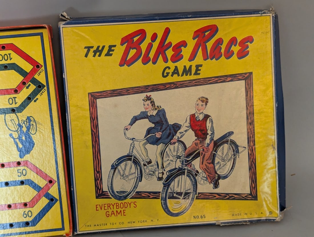 Vintage The Bike Race Game No. 65 The Master Toy Co Rare Collectible Board Game - 2