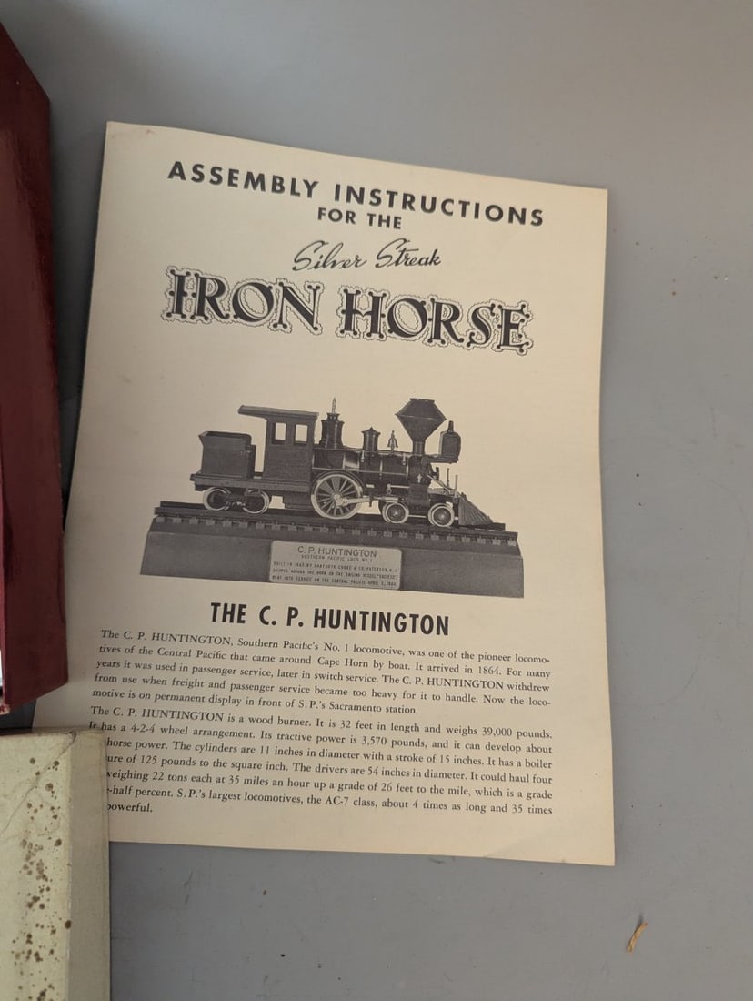 Silver Streak Iron Horse C.P. Huntington Loco No. 1 Model Kit Vintage Construction - 4
