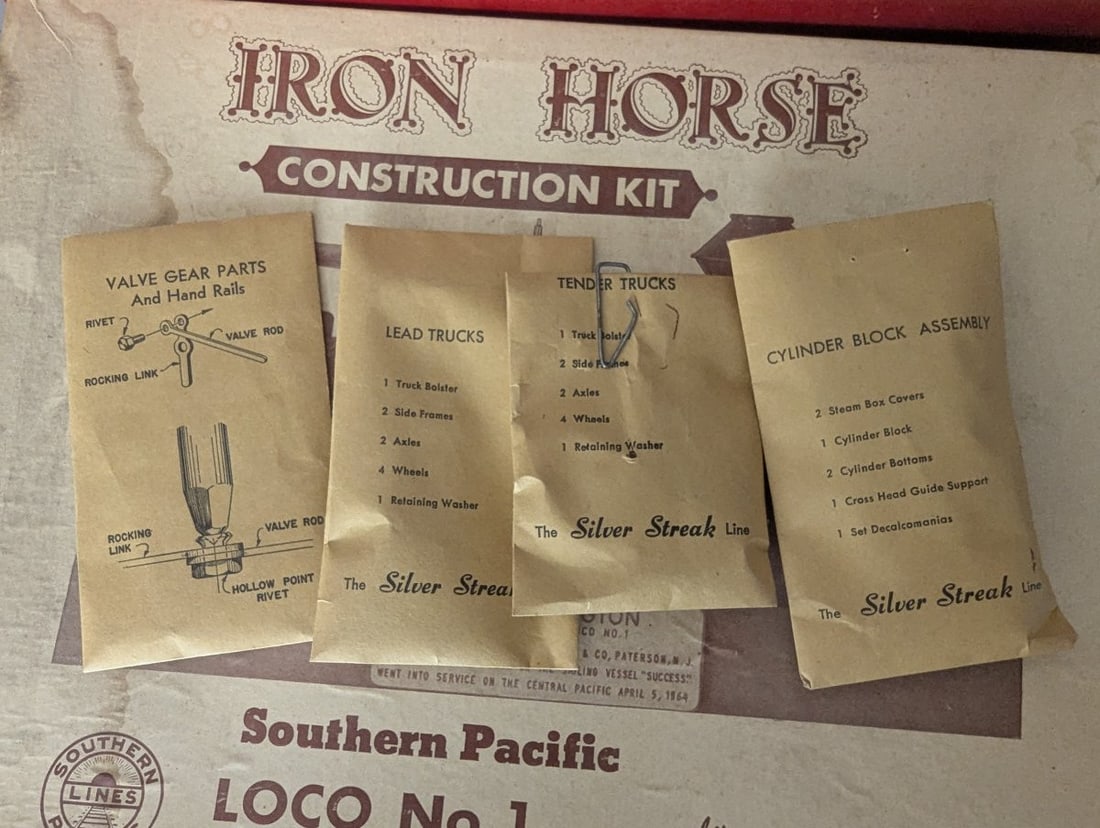 Silver Streak Iron Horse C.P. Huntington Loco No. 1 Model Kit Vintage Construction - 5