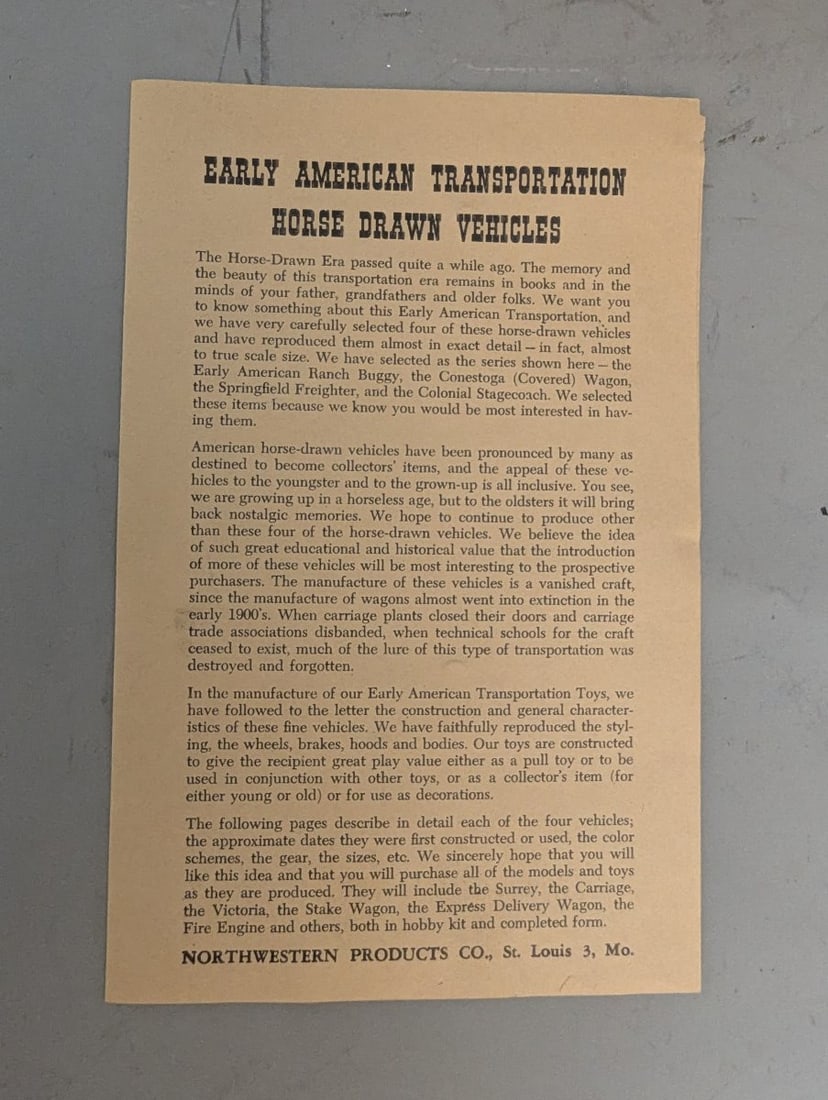 Northwestern Products Co Early American Transportation Toy Set No 418 Vintage Boxed - 4