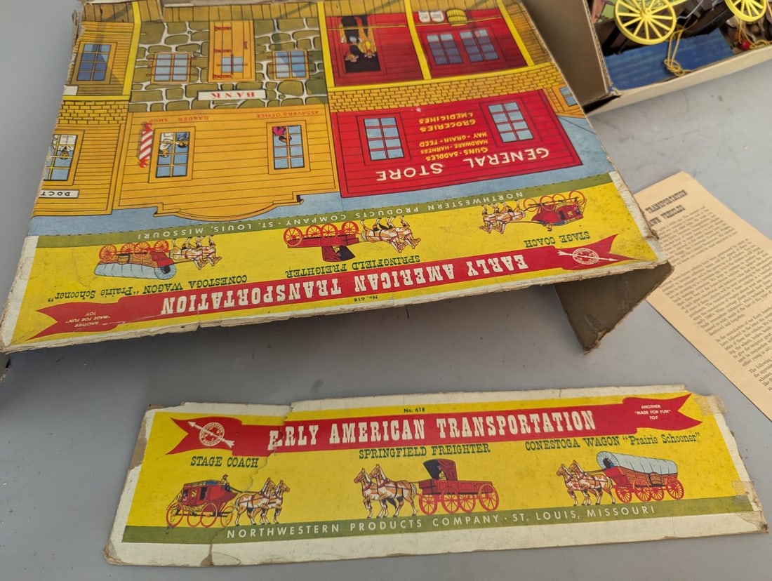 Northwestern Products Co Early American Transportation Toy Set No 418 Vintage Boxed - 6