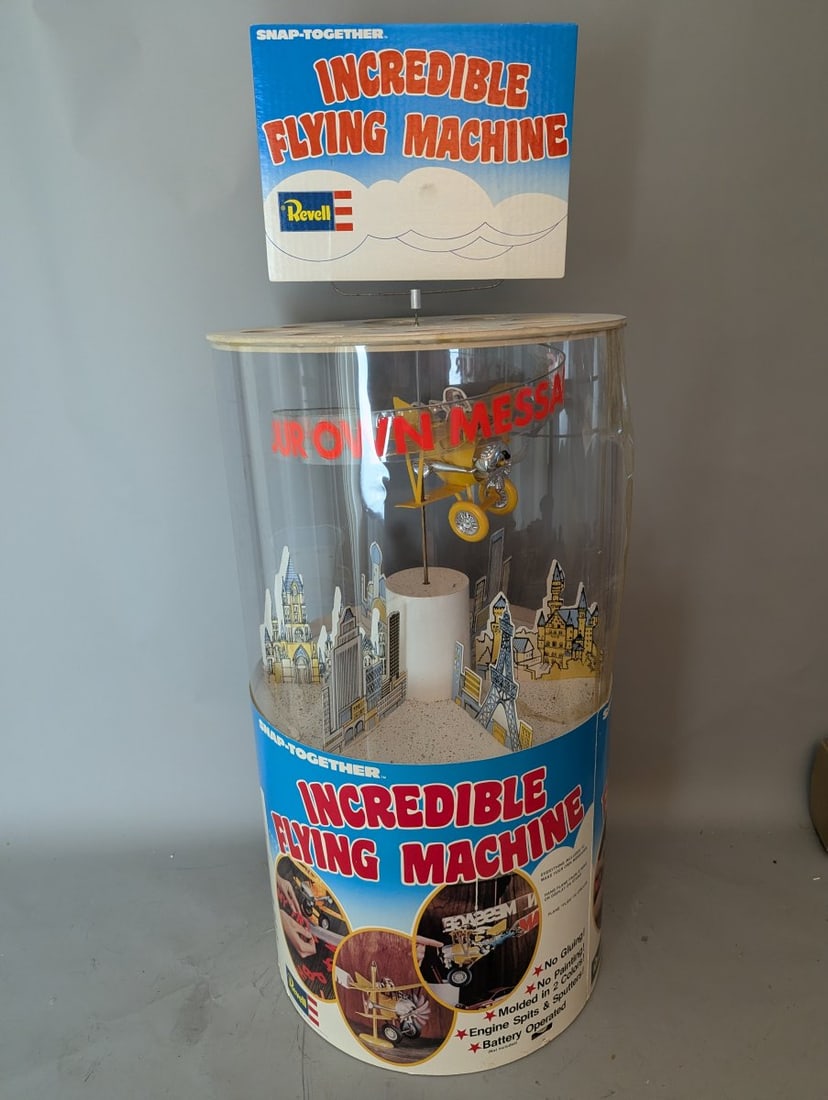 Vintage Revell Incredible Flying Machine Motorized Store Display Aviation Collectible: **Important** Please read below description on how to avoid high shipping costs. Presenting a remarkable Vintage Revell 'Incredible Flying Machine' Motorized Store Display, ideal for collectors!