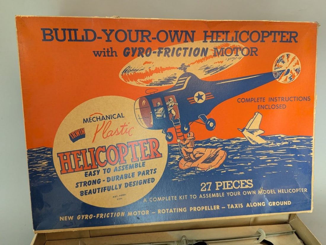 Irwin Build Your Own Helicopter Model Kit with Gyro-Friction Motor Vintage Collectible - 2