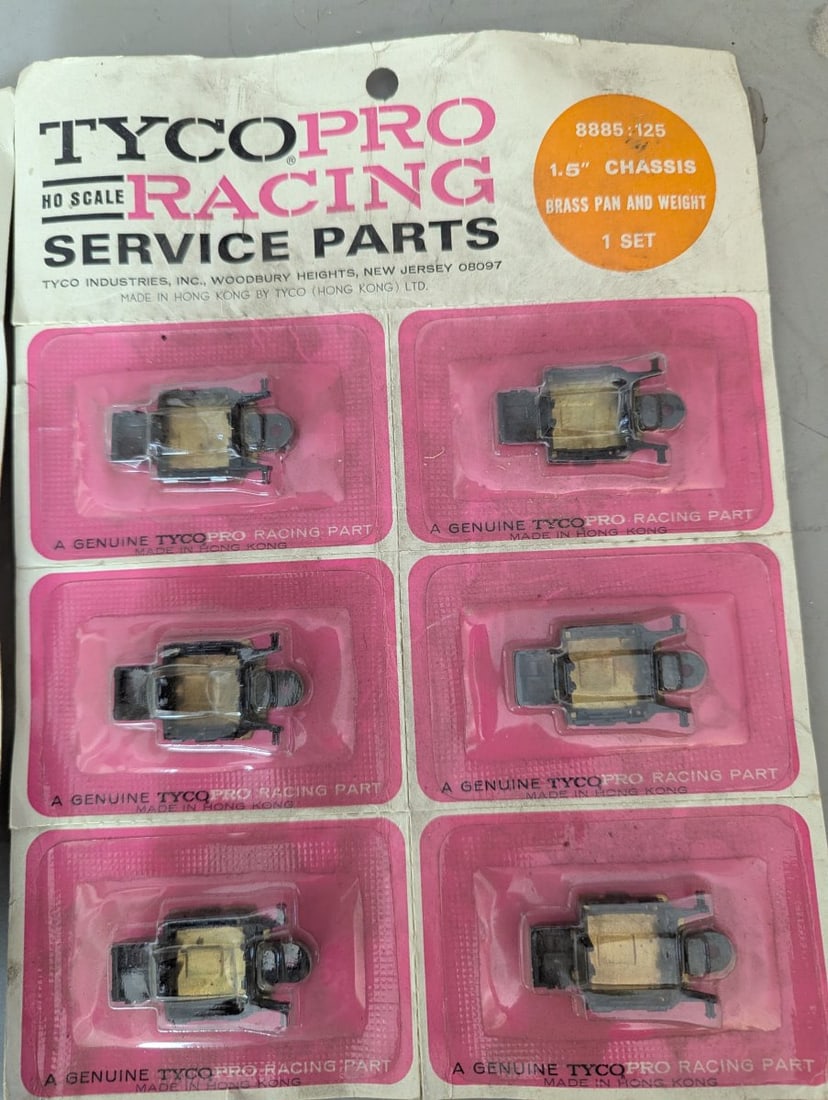 TycoPro Racing Service Parts Set of 6 Chassis Brass Pan and Weight, Vintage Slot Car NOS - 2