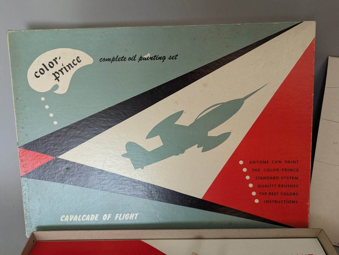 Vintage Color-Prince Cavalcade of Flight Paint by Number Set No. 404 Mid-Century Design - 2
