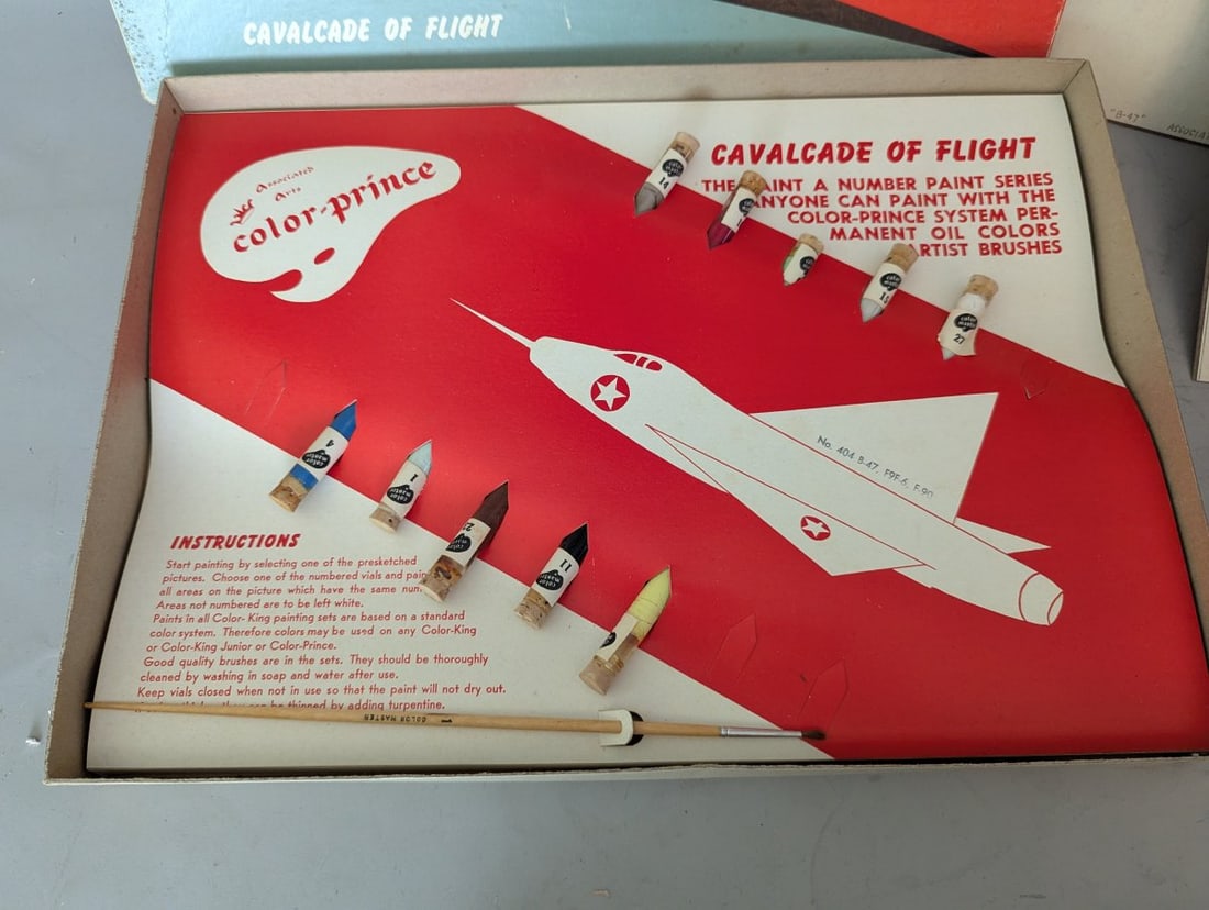 Vintage Color-Prince Cavalcade of Flight Paint by Number Set No. 404 Mid-Century Design - 3