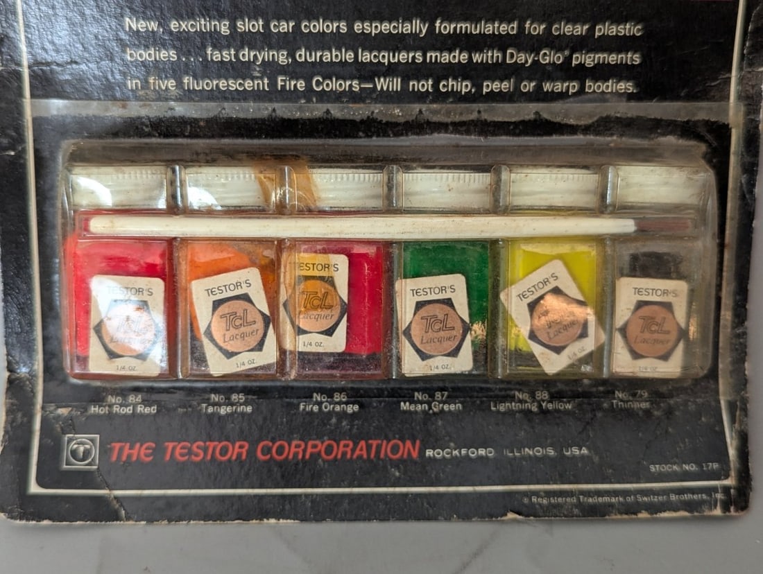 Vintage Testor's TCL Custom Fire Colors Slot Car Paint Set 17P New Old Stock - 2