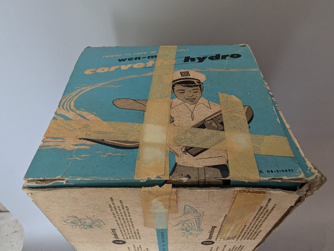 Vintage 1955 Wen-Mac Corvette Hydro Gas Powered Toy Boat with Original Box - 10