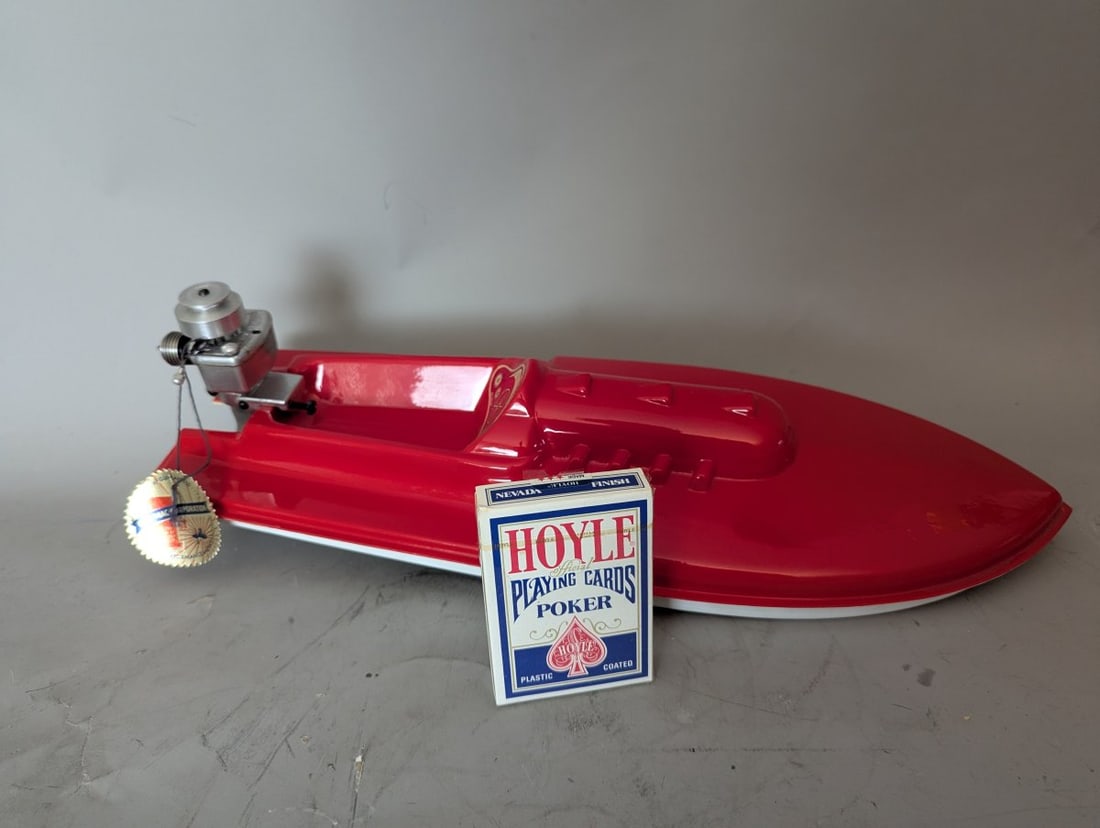 Vintage 1955 Wen-Mac Corvette Hydro Gas Powered Toy Boat with Original Box - 12