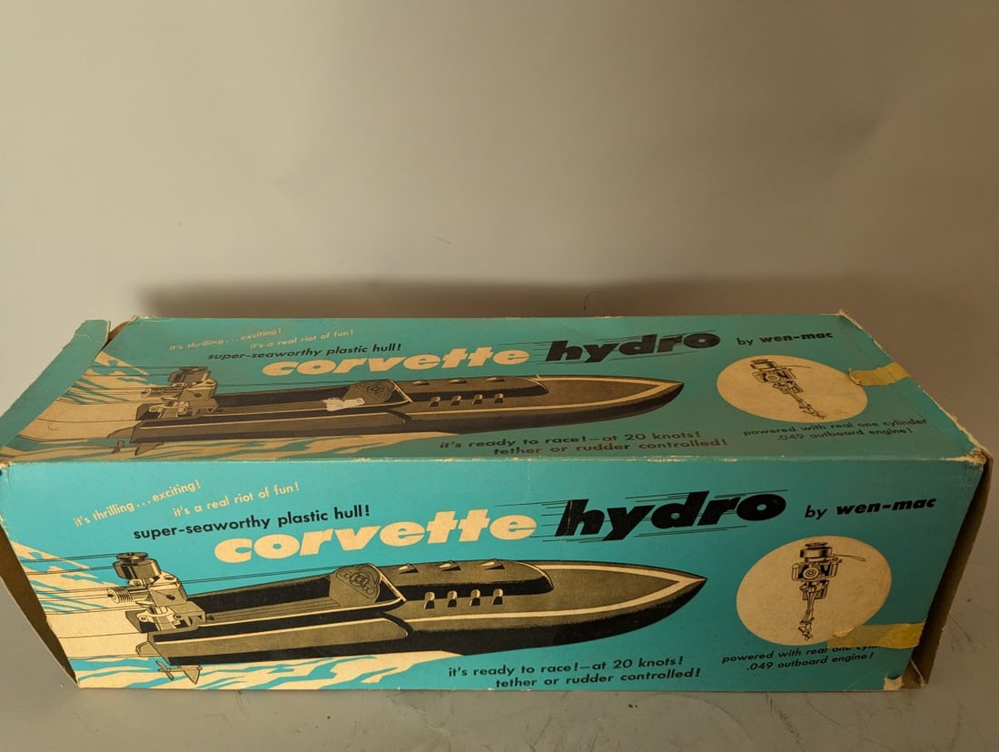 Vintage 1955 Wen-Mac Corvette Hydro Gas Powered Toy Boat with Original Box - 9