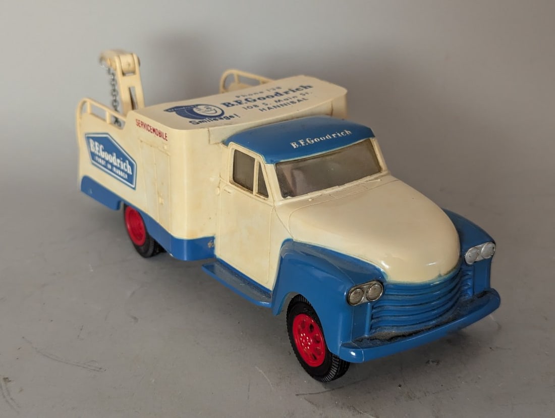 Vintage Jo-Han B.F. Goodrich Promotional Truck Classic Toy Collectible Vehicle: **Important** Please read below description on how to avoid high shipping costs. Discover a piece of history with this Vintage Jo-Han Models B.F. Goodrich Servicemobile Promotional Truck, measuring 9