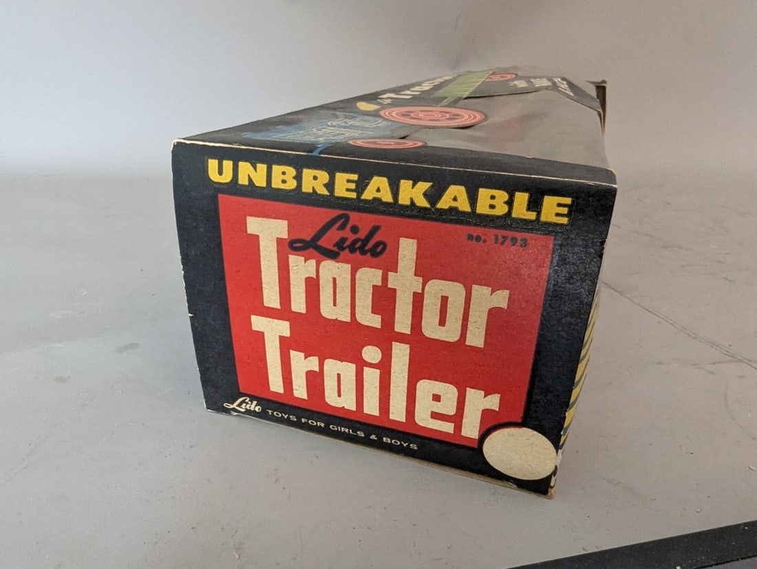 Vintage Lido Tractor Trailer with Rake & Hoe Toy Set No. 1793 New Old Stock - 6
