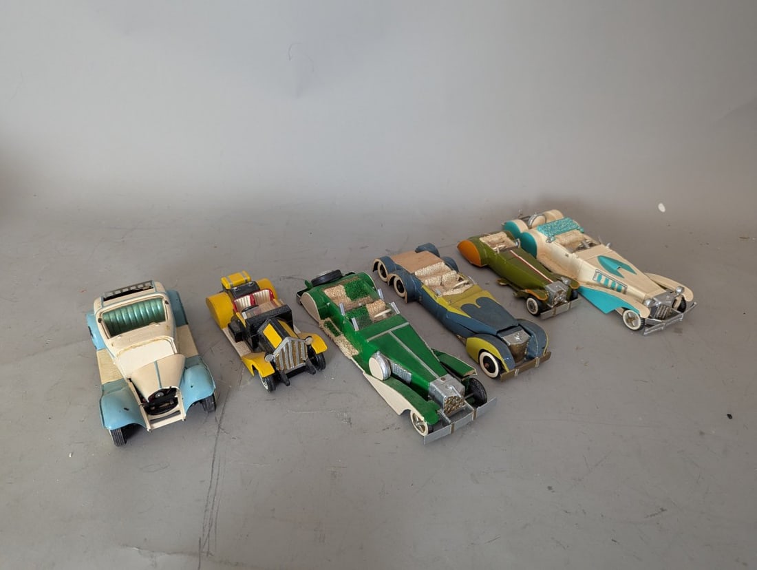 Lot of 6 Homemade Painted Wooden Model Cars Folk Art Collection: **Important** Please read below description on how to avoid high shipping costs. Discover this charming Lot of 6 homemade model cars crafted from painted wood. As found, each piece showcases the imagi