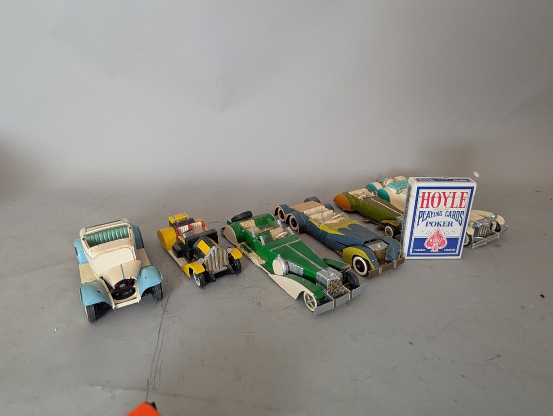 Lot of 6 Homemade Painted Wooden Model Cars Folk Art Collection - 2