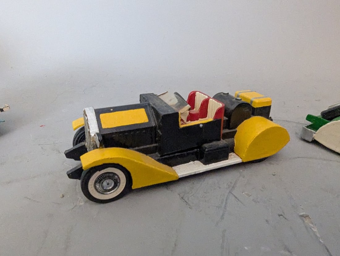 Lot of 6 Homemade Painted Wooden Model Cars Folk Art Collection - 4