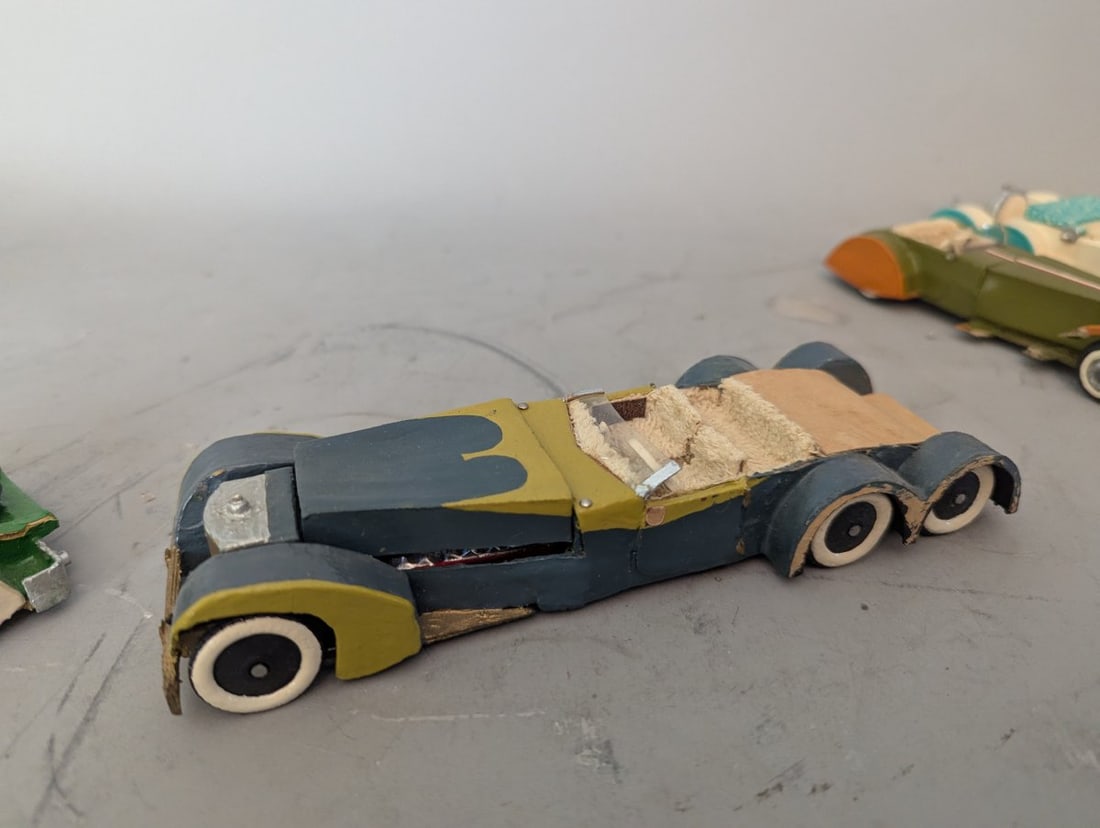 Lot of 6 Homemade Painted Wooden Model Cars Folk Art Collection - 6