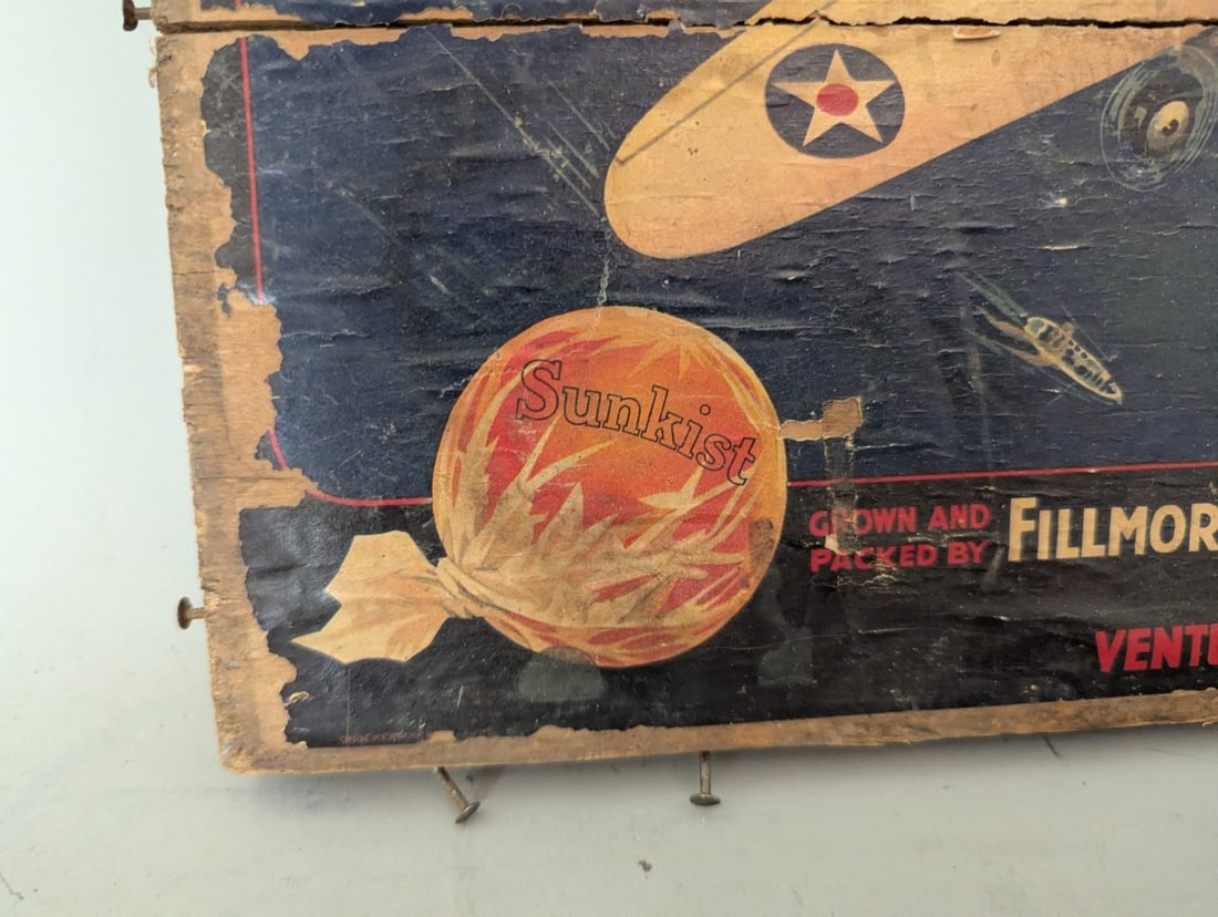Vintage Airship Brand Valencia Orange Crate End Panel Americana Collectible - 4