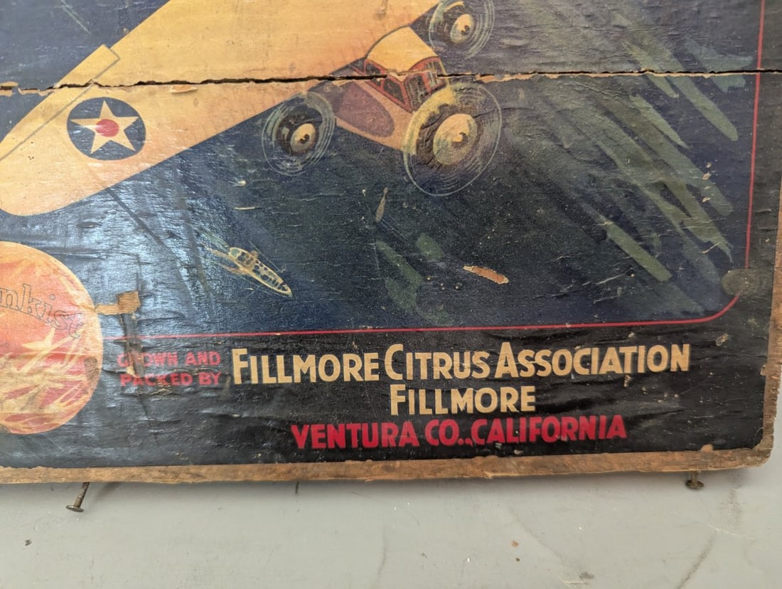 Vintage Airship Brand Valencia Orange Crate End Panel Americana Collectible - 5