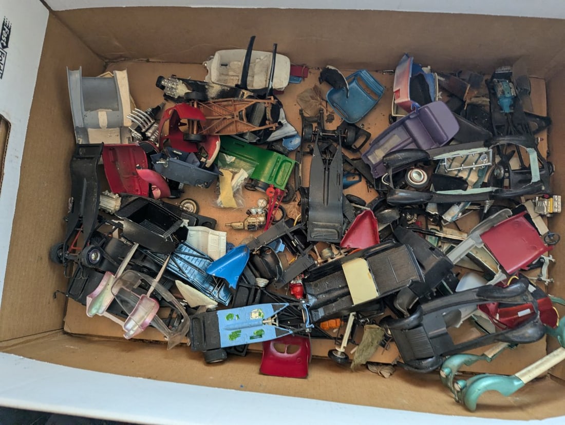Large Lot of Vintage Model Car Parts Chassis Bodies Assortment for Restoration & Custom Builds - 2