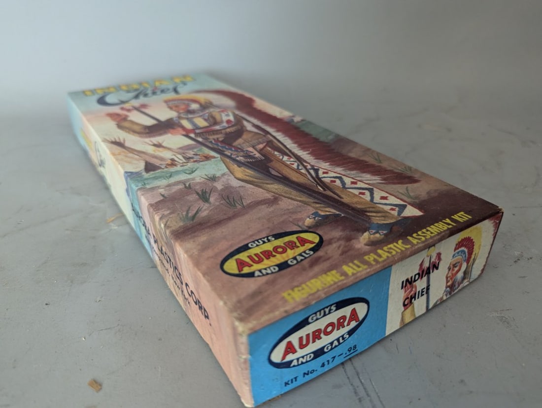 Aurora Indian Chief Figurine Plastic Assembly Kit 417-98 Vintage Model Unbuilt - 6