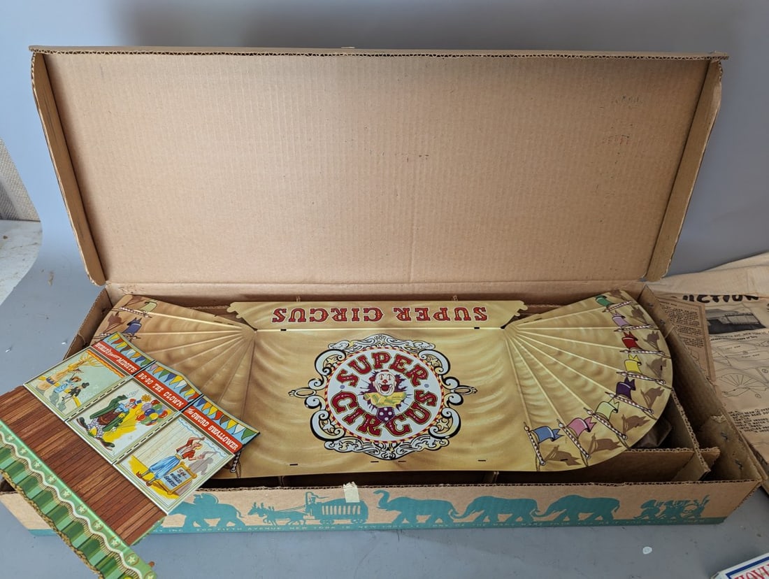 Louis Marx Super Circus Playset Vintage Toy Complete New Old Stock: **Important** Please read below description on how to avoid high shipping costs. Bid now on this rare Louis Marx & Co. Super Circus Playset, measuring 28 x 11 1/2 x 3 1/2, in New Old Stock condition! 
