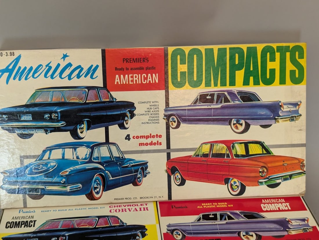Premier American Compacts 4-Car Model Kit Set No. 160-3.98 Vintage Auto Collectibles - 2