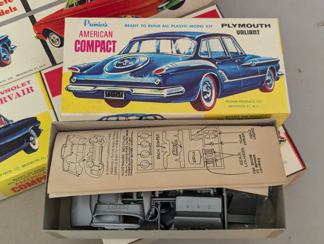 Premier American Compacts 4-Car Model Kit Set No. 160-3.98 Vintage Auto Collectibles - 4