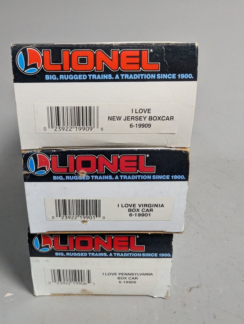 Lionel I Love State Boxcar Collection Pennsylvania New Jersey Virginia 3 Pack - 6