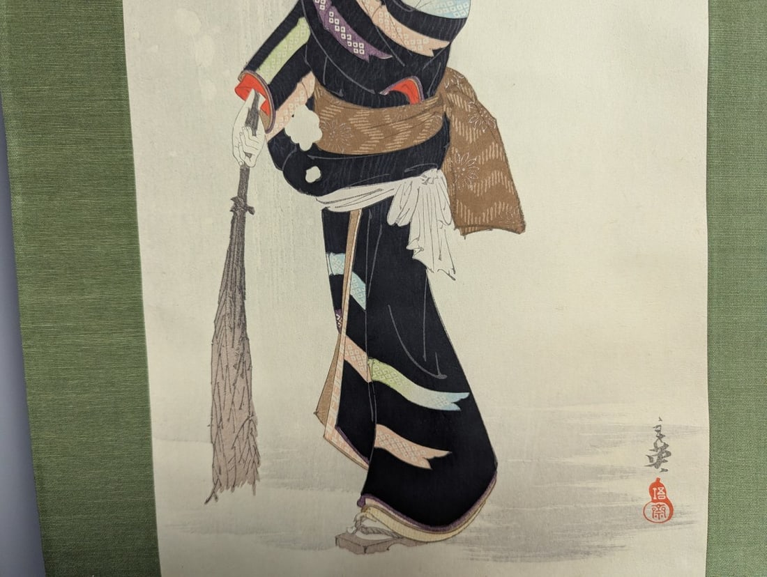 Japanese Print by Kawanabe Kyosai - 'December' from 'Twelve Aspects of Beauty' - 5