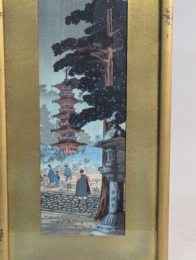 Japanese Woodblock Print Pagoda at Nikko Toshogu Shrine After Takahashi Shotei Hiroaki - 2