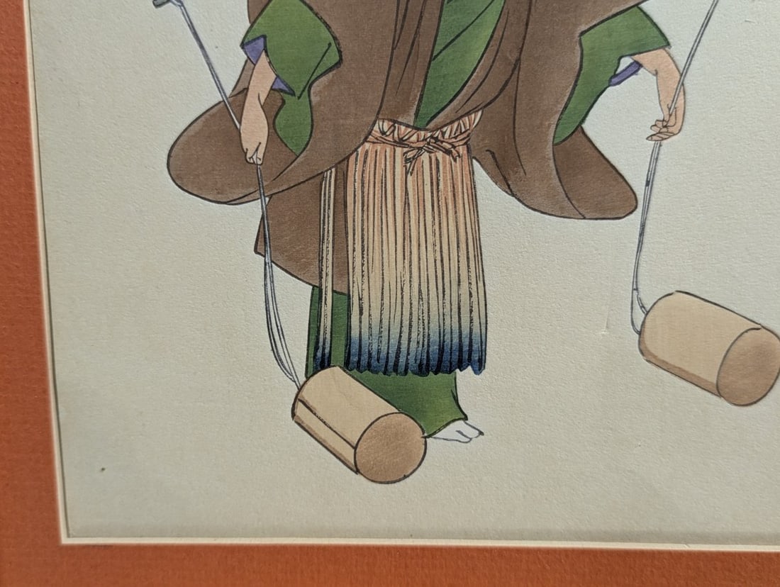 Tsukioka Kogyo Japanese Woodblock Print 'Makiginu' from Nogaku Zue Series - 6