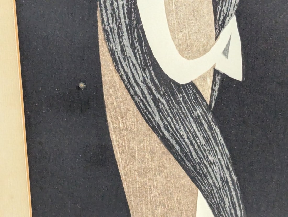 Kawano Kaoru Doves and Girl Japanese Woodblock Print - 5