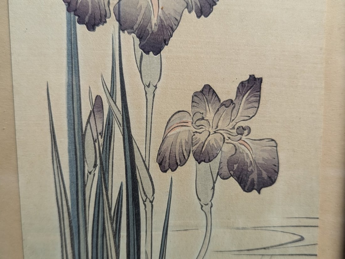 Imao Keinen Japanese Woodblock Print 'Iris and Frog' from Keinen Kacho Gafu - 4