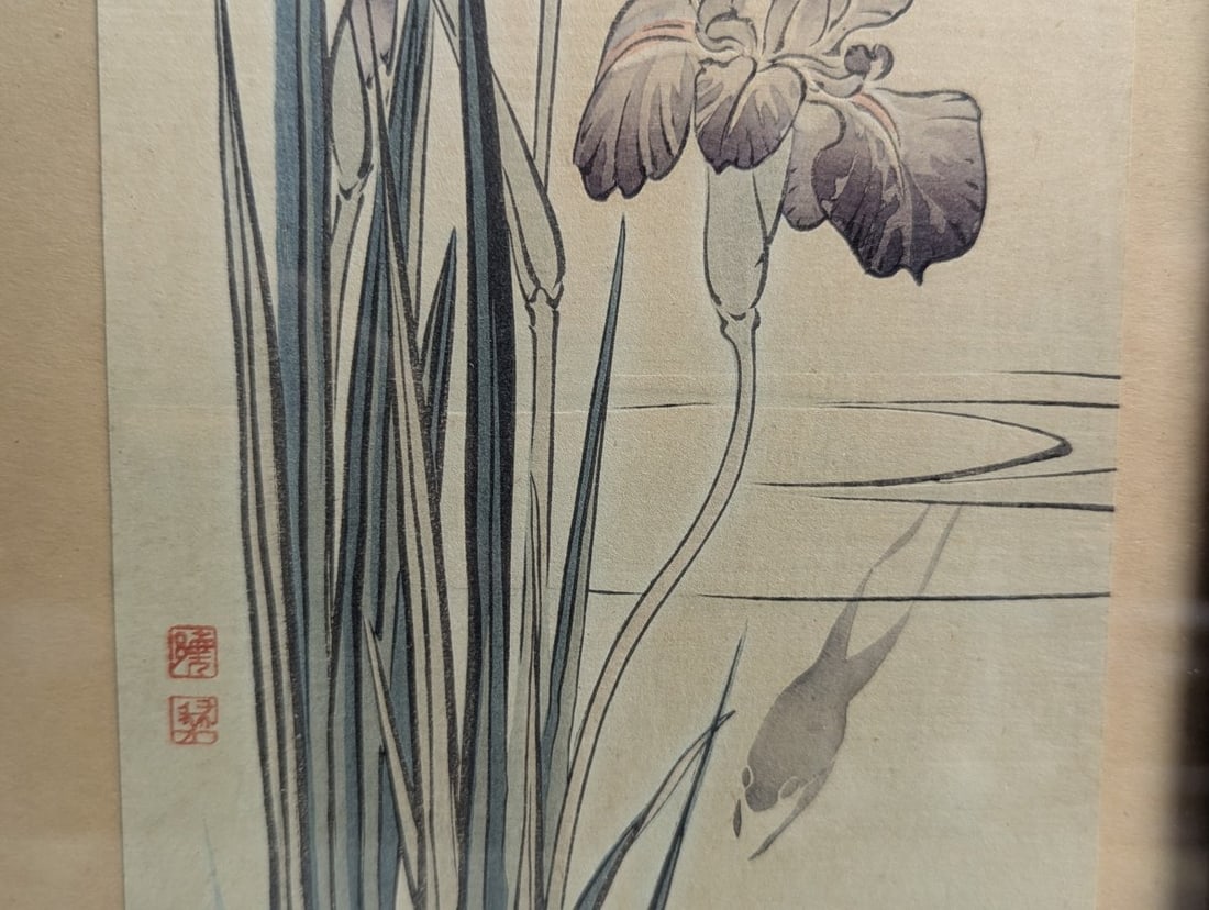 Imao Keinen Japanese Woodblock Print 'Iris and Frog' from Keinen Kacho Gafu - 5