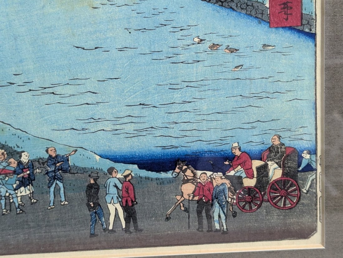 Shosai Ikkei Japanese Woodblock Print 'Yanaka Suwa no Yashiro' 48 Views of Tokyo - 8