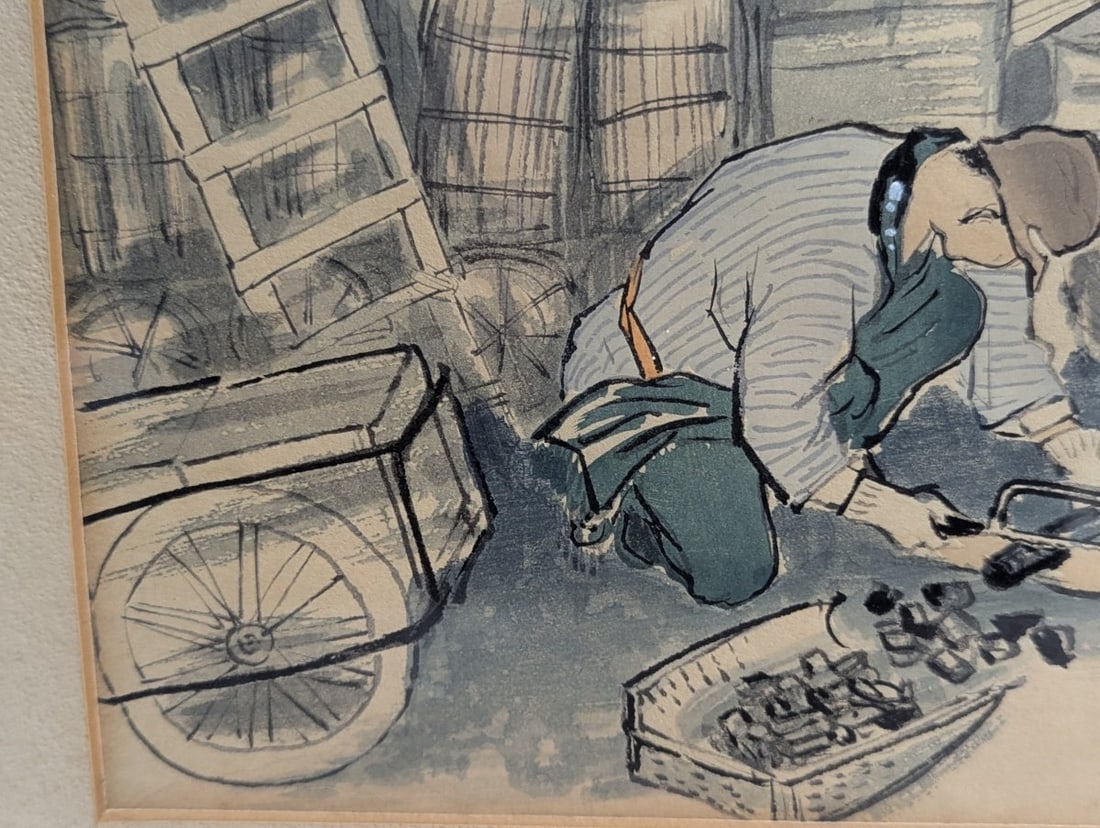 Sanzo Wada Japanese Woodblock Print Coal Vender from Showa Era Occupations Series - 6
