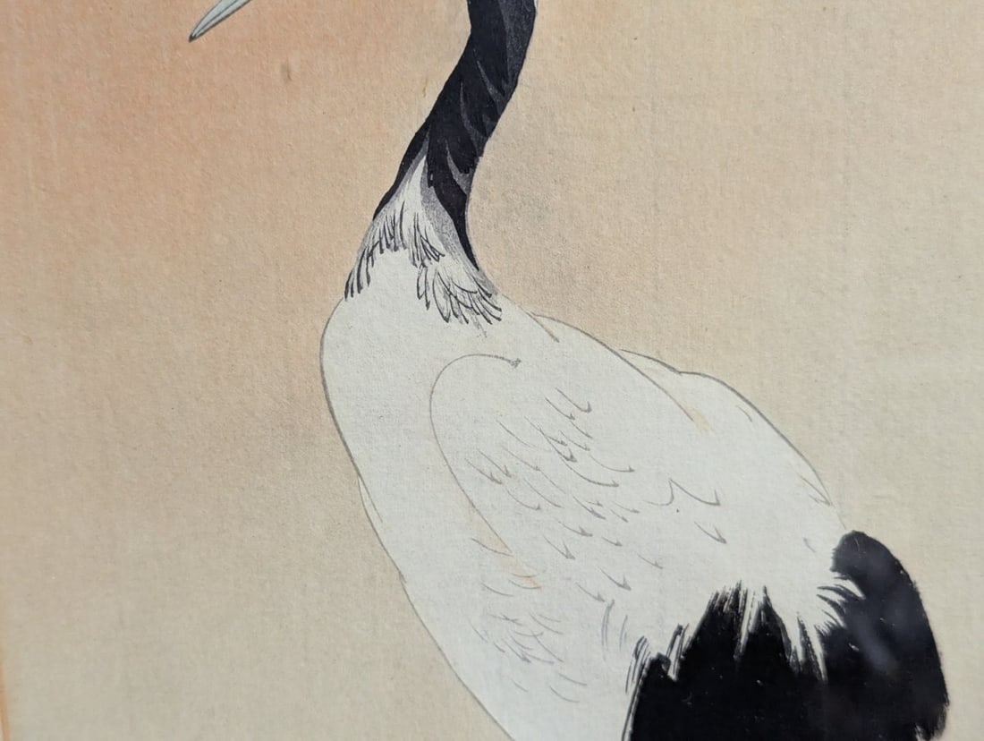 Yosai Kikuchi Standing Crane Japanese Woodblock Print Posthumous Art - 4