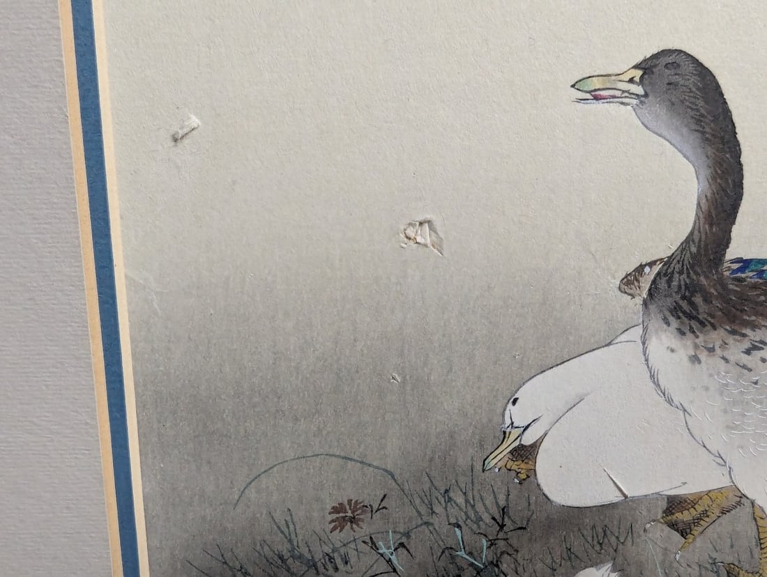 Matsumura Keibun Japanese Woodblock Print of Geese in Beautiful Framing - 5