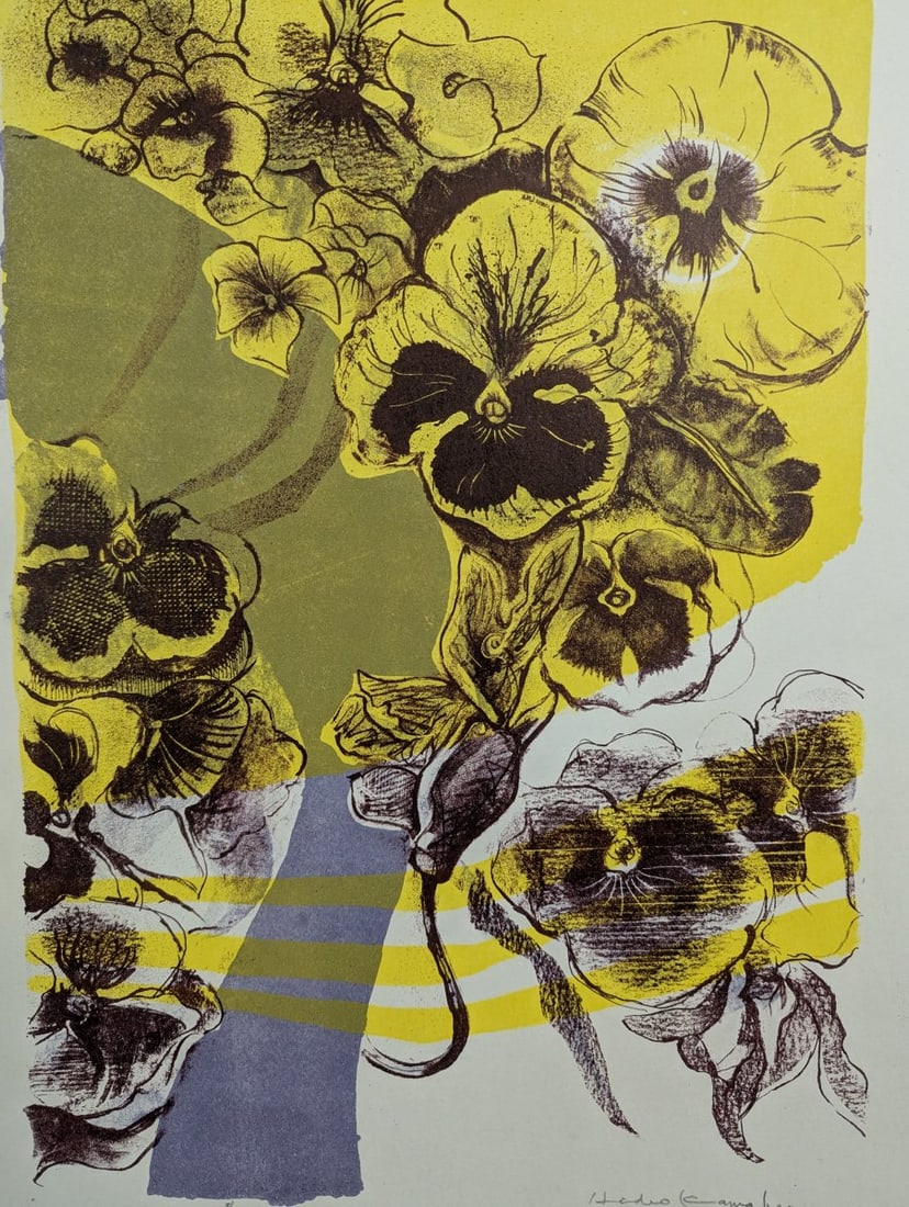Hideo Kawahara Dream of Pansy A Japanese Woodblock Print Color Art - 2