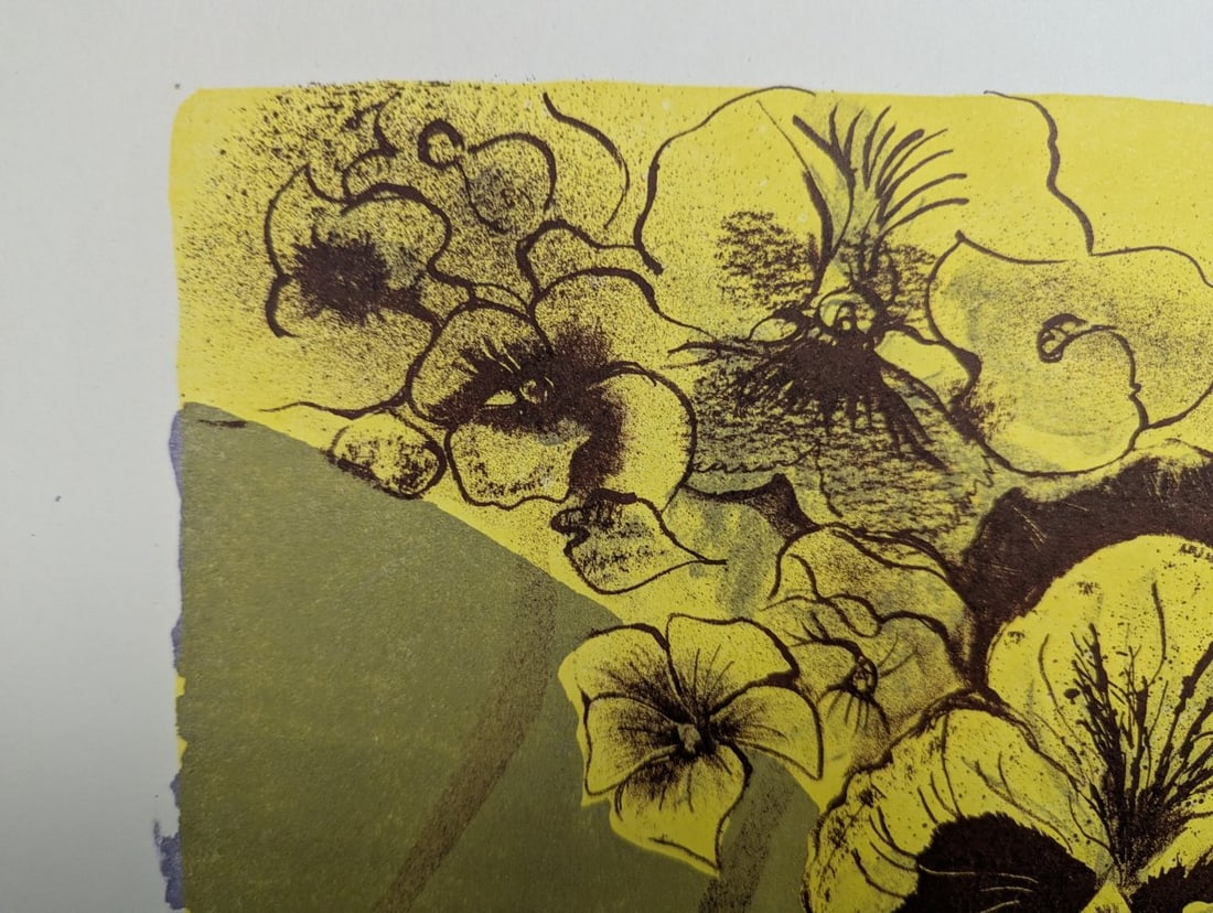 Hideo Kawahara Dream of Pansy A Japanese Woodblock Print Color Art - 3