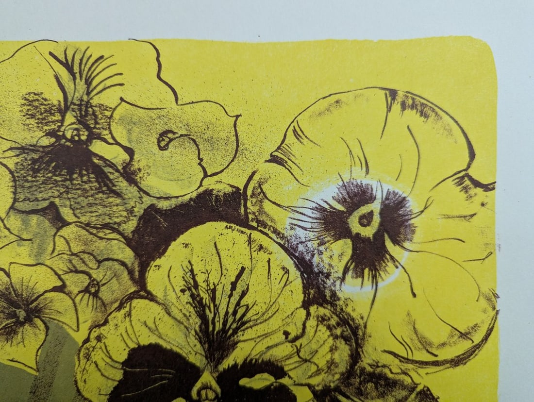 Hideo Kawahara Dream of Pansy A Japanese Woodblock Print Color Art - 4