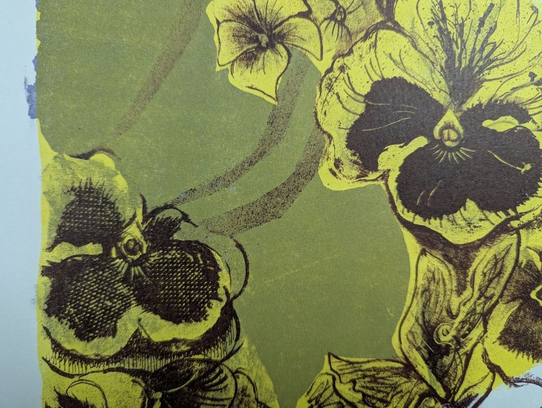 Hideo Kawahara Dream of Pansy A Japanese Woodblock Print Color Art - 5