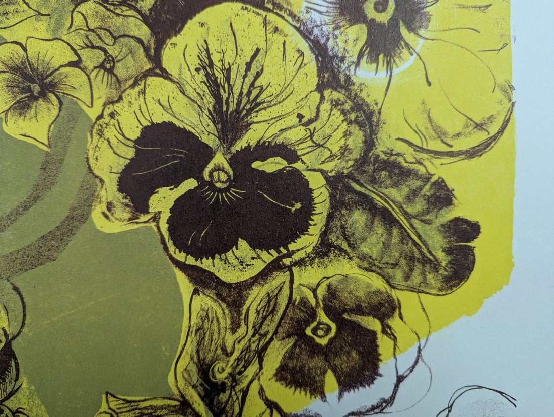 Hideo Kawahara Dream of Pansy A Japanese Woodblock Print Color Art - 6
