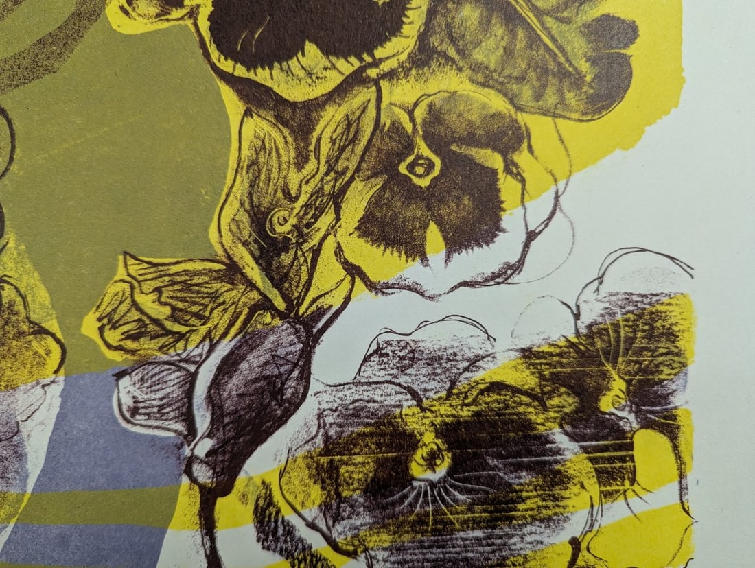 Hideo Kawahara Dream of Pansy A Japanese Woodblock Print Color Art - 8