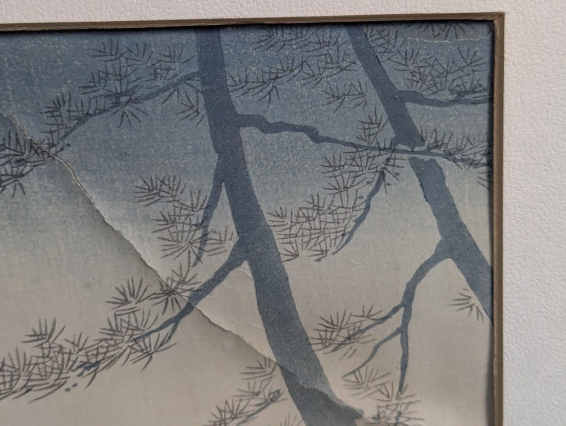 Tomikichiro Tokuriki Japanese Woodblock Print 'White Plum of Kitano' - 4