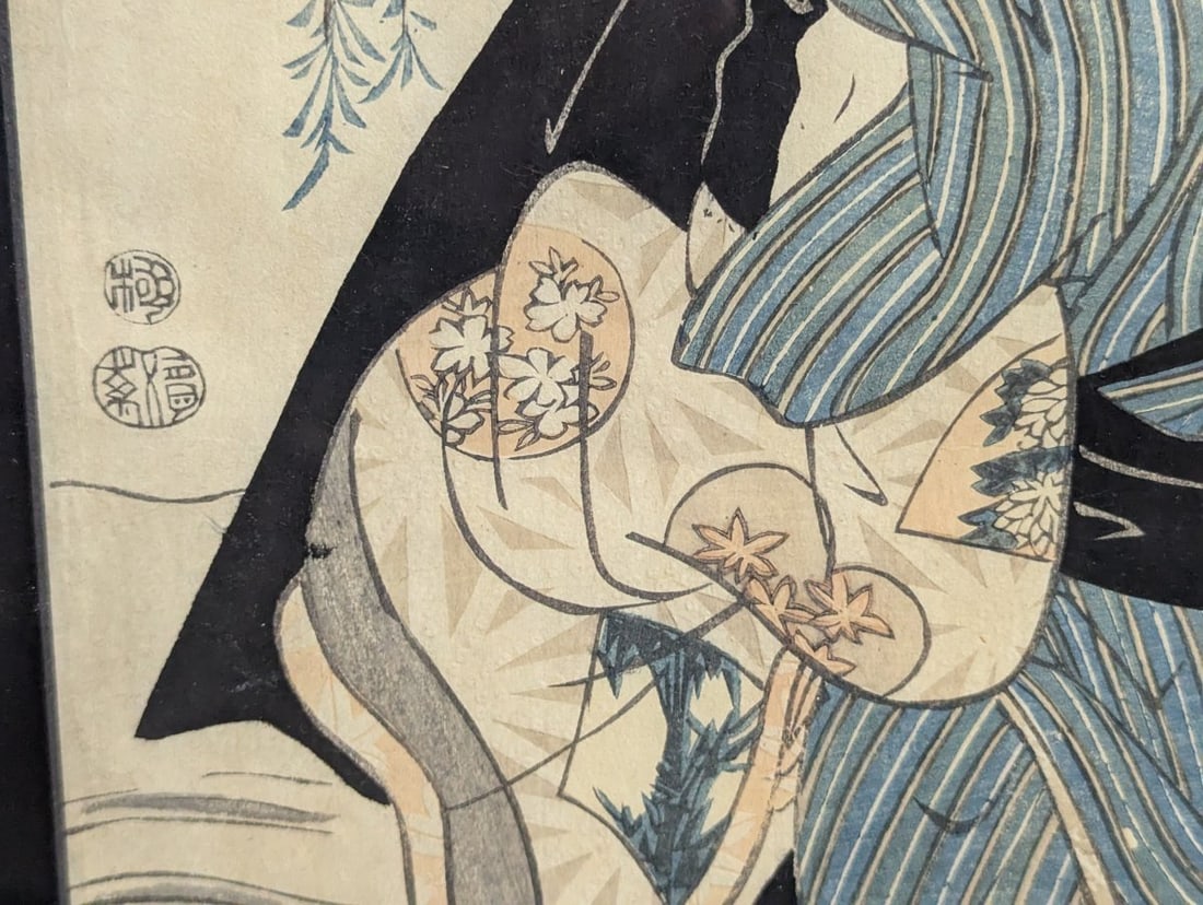 Utagawa Toyokuni I Japanese Woodblock Print Omori Hikoshichi Kabuki Actors Art - 5