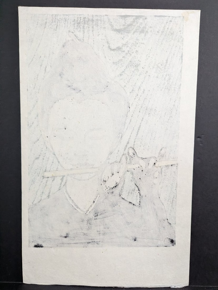 Masaharu Enomoto Flute Player Japanese Woodblock Print Limited Edition 10/50 - 10
